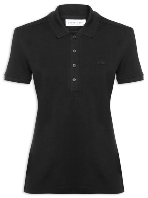 Polo Feminina Em Piquet Algodão Com Strech - Preto