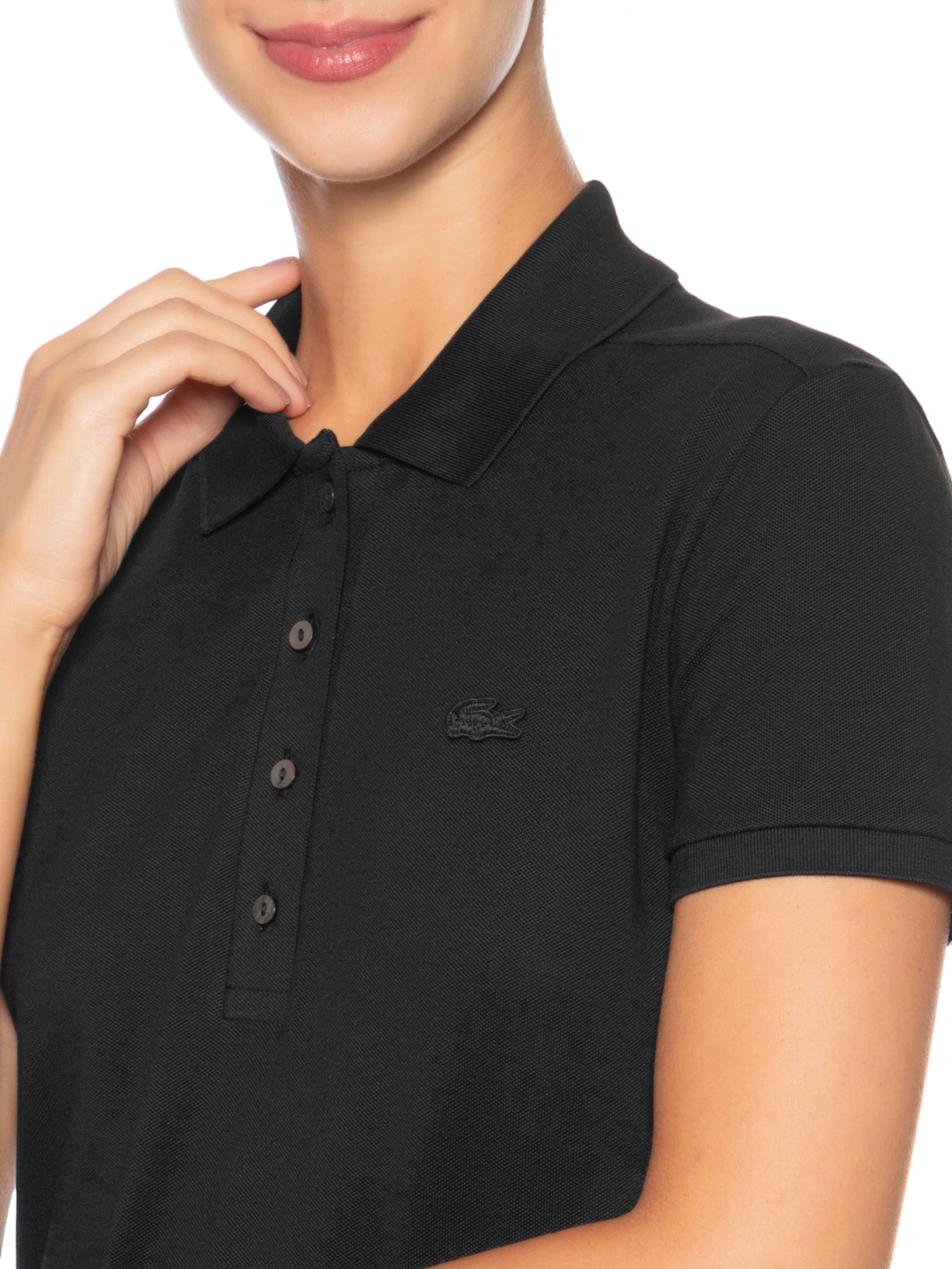 Polo Feminina Em Piquet Algodão Com Strech Preto Lacoste