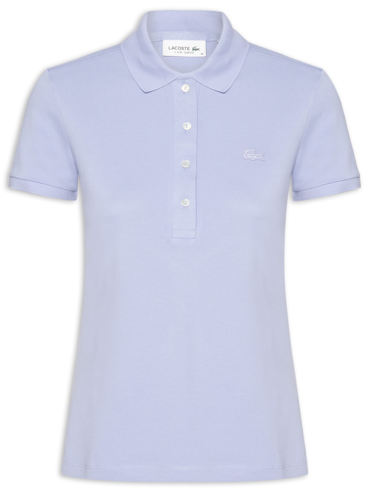 Polo Feminina Em Piquet De Algodão Azul Lacoste