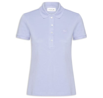 Polo Feminina Em Piquet De Algodão - Azul