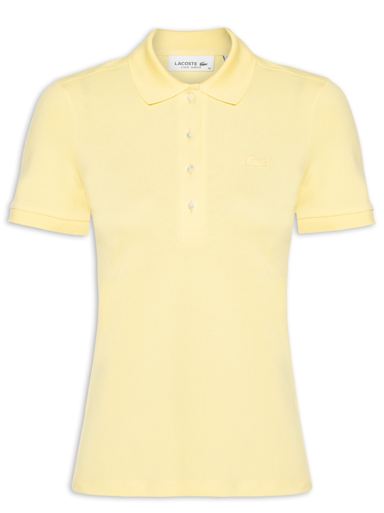 Polo Feminina Lacoste Em Piquet De Algodão Com Stretch - Amarelo