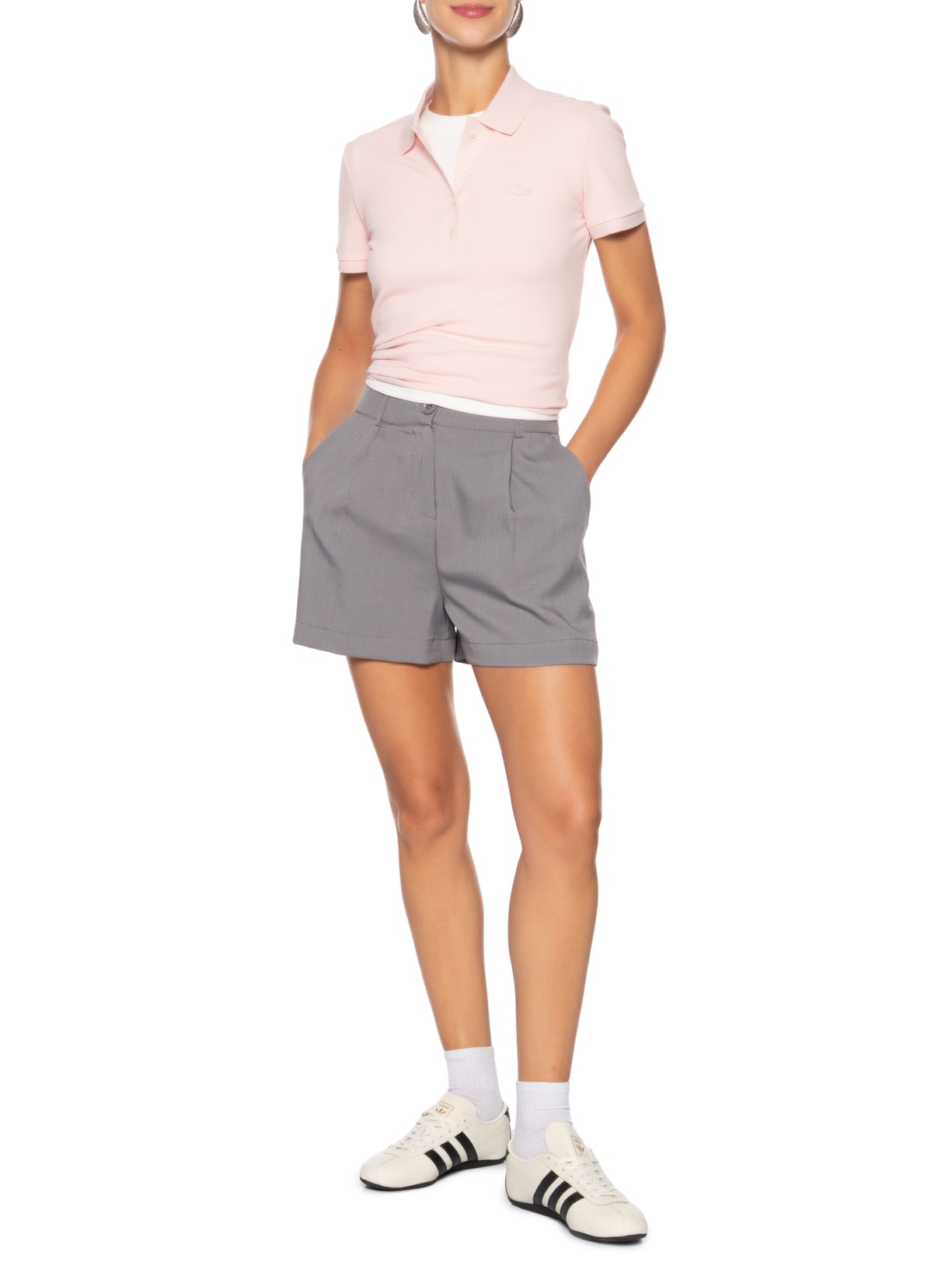 Polo Feminina Lacoste Em Piquet Rosa Lacoste