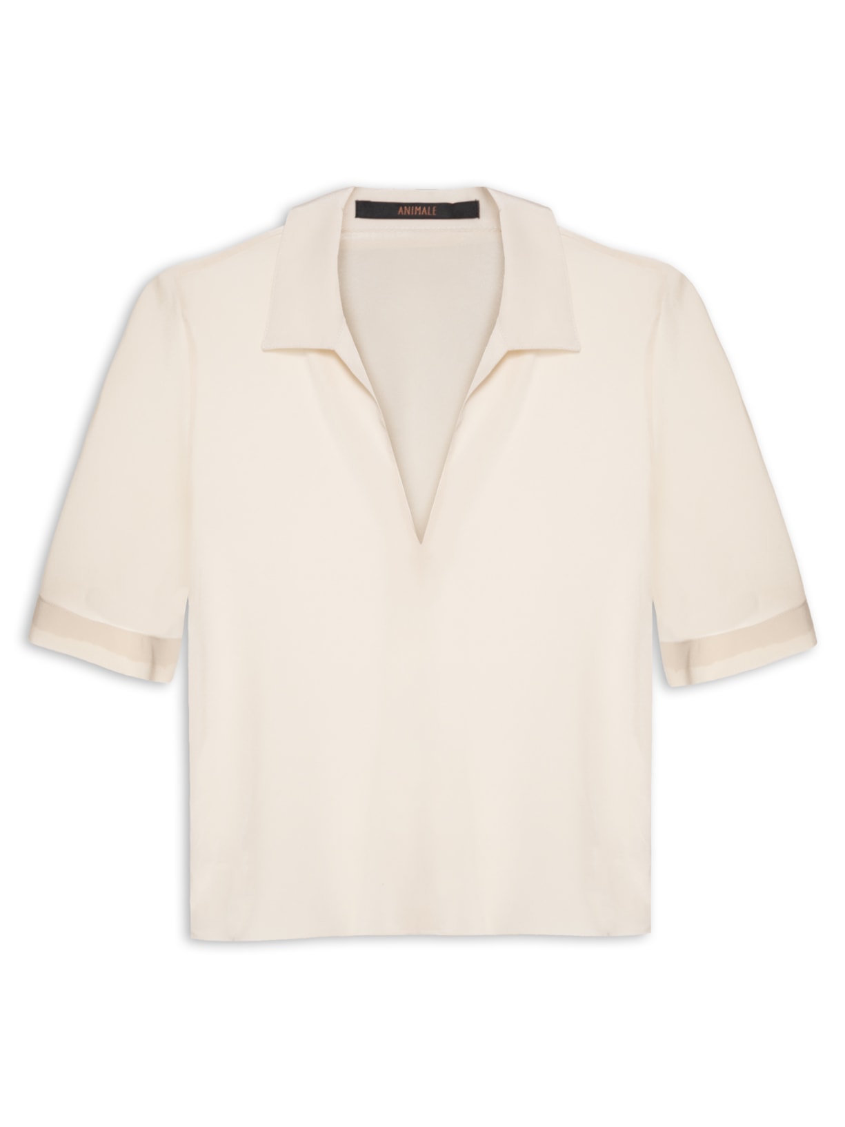 Polo Feminina Manga Curta Biscoito - Bege