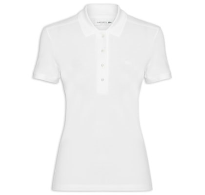 Polo Feminina Mini-Piqué Stretch Slim Fit - Branco