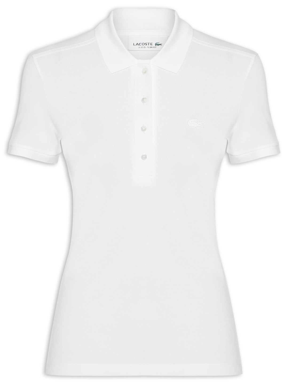Polo Feminina Mini-Piqué Stretch Slim Fit - Branco