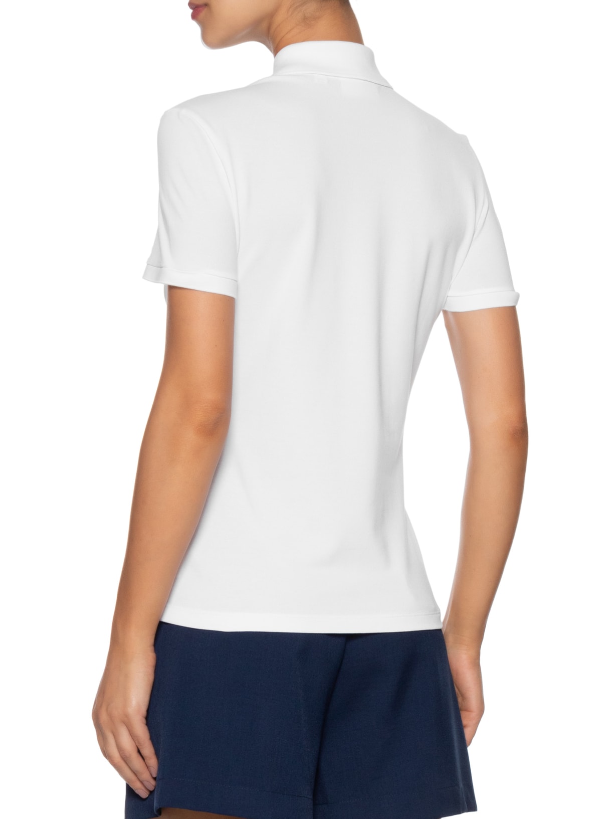 Polo Feminina Mini-Piqué Stretch Slim Fit Branco Lacoste