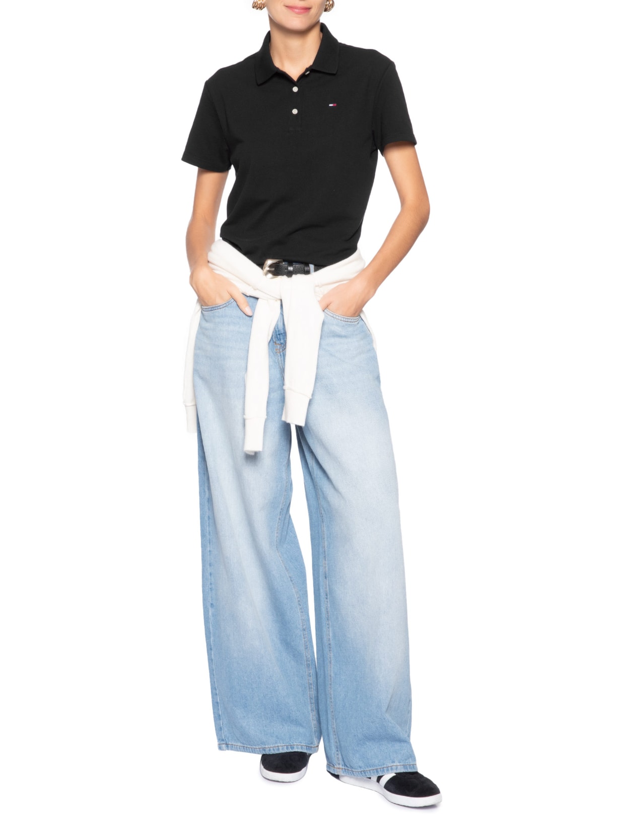 Polo Feminina Original Basic Preto Tommy Jeans