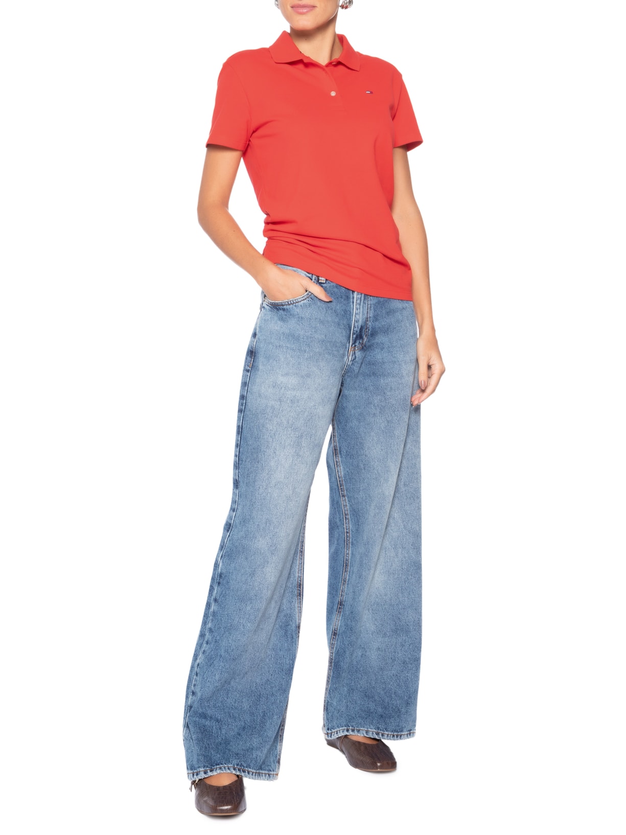 Polo Feminina Original Basic Vermelho Tommy Jeans