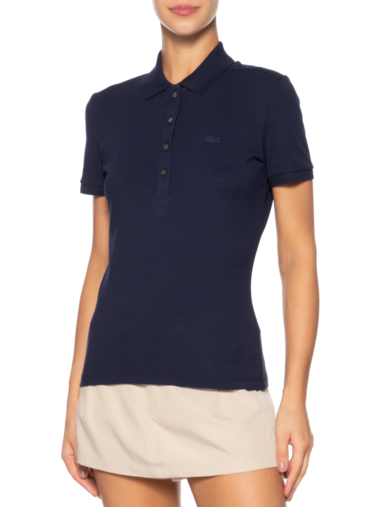 Polo Feminina Piquet Azul Lacoste
