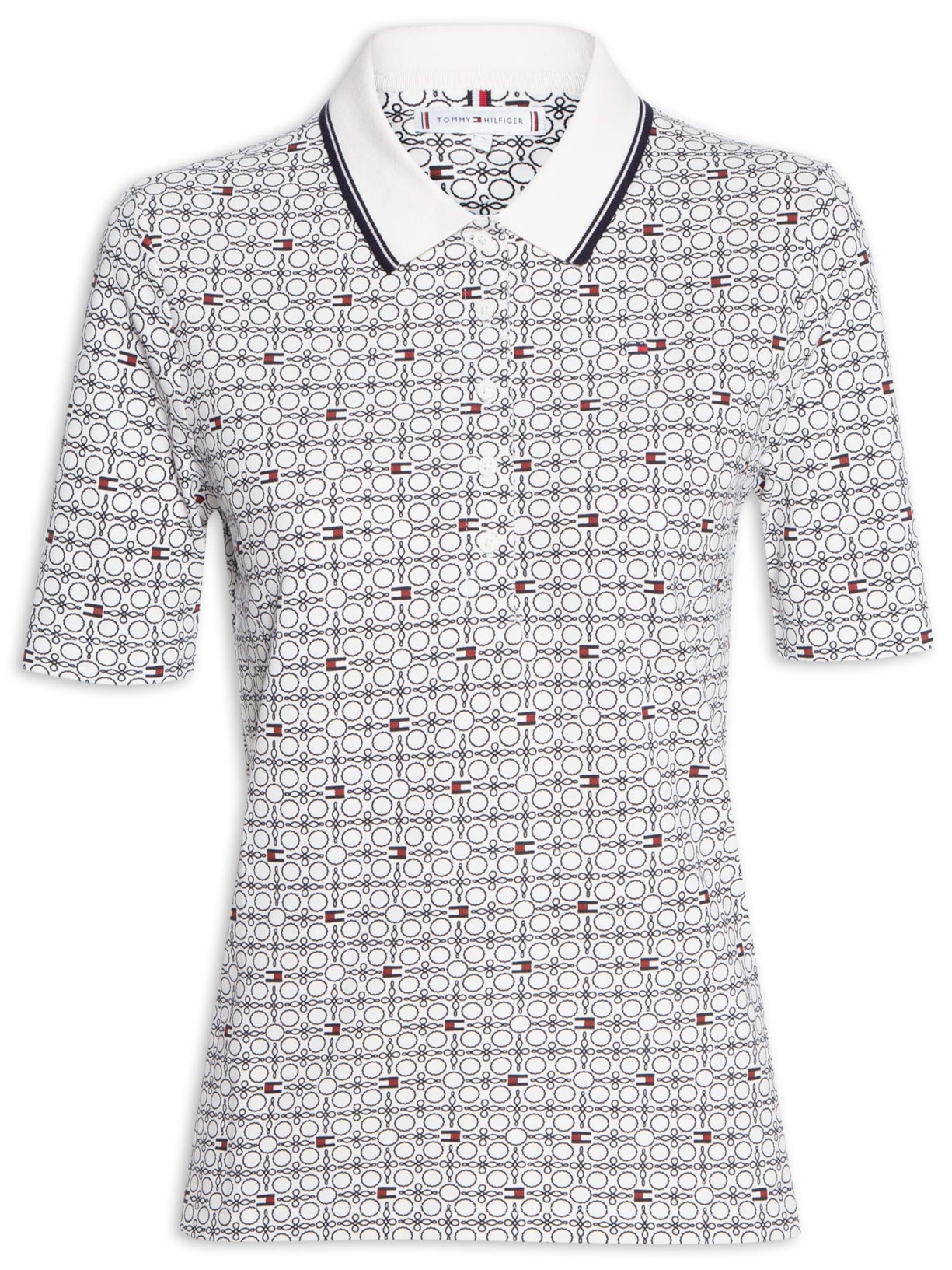 Polo Feminina Reg Aop Pique SS - Branco