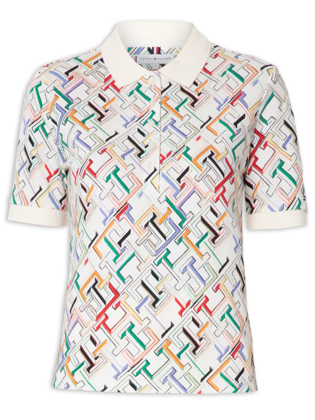 Polo Feminina Regular Monograma - Bege