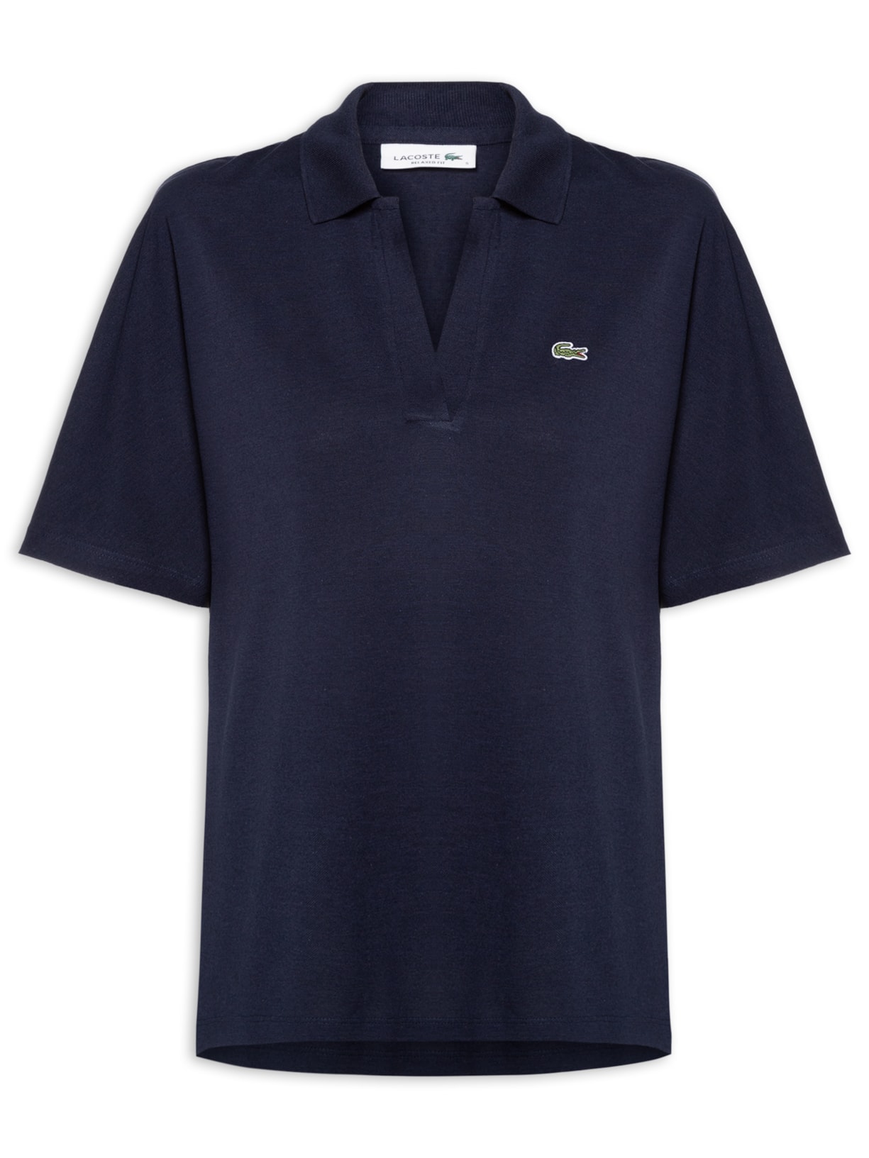 Polo Feminina Sem Botão Fluid Piquet Relaxed Fit - Azul