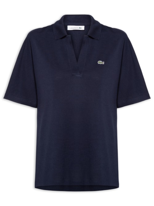 Polo Feminina Sem Botão Fluid Piquet Relaxed Fit - Azul