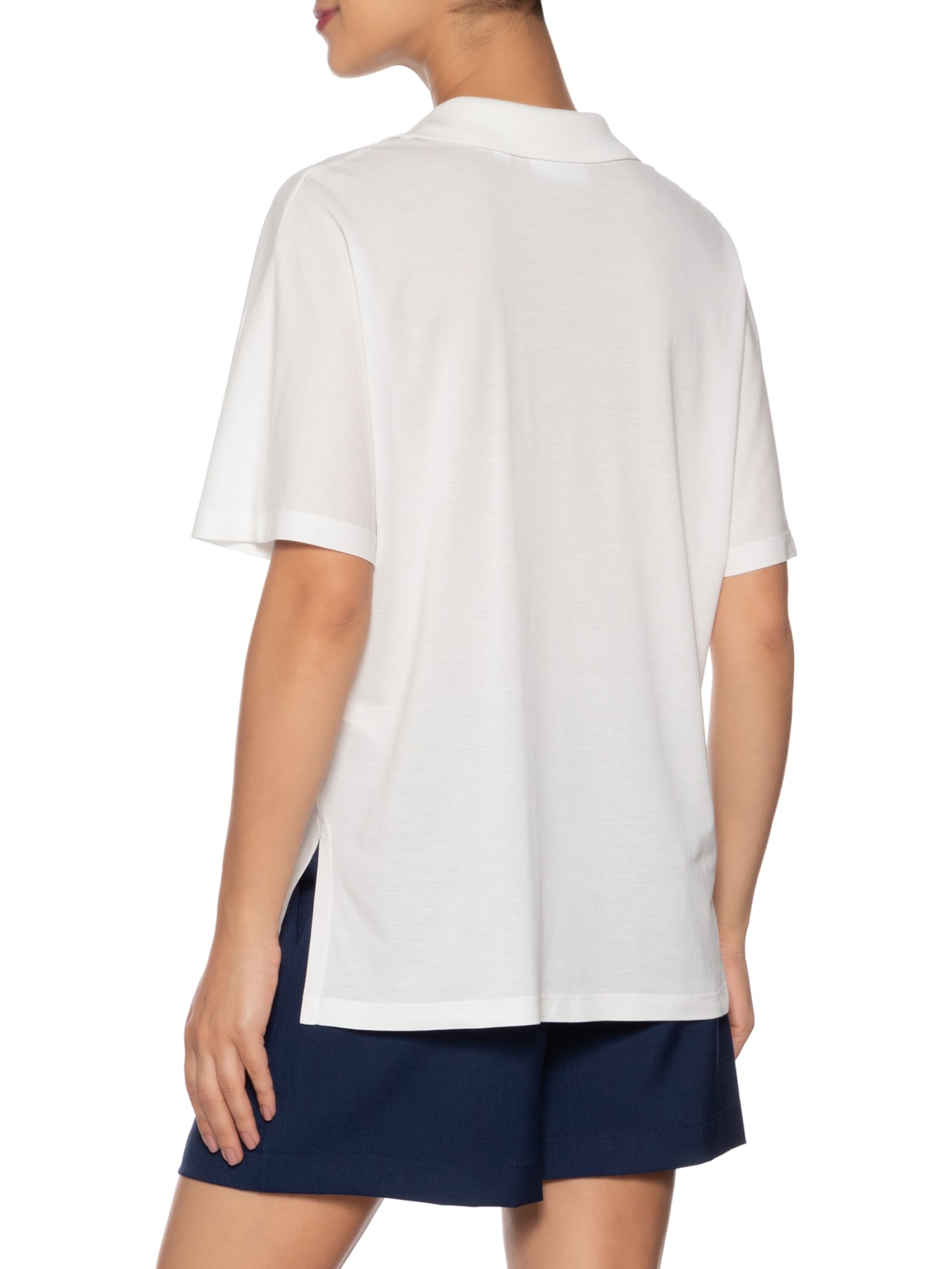 Polo Feminina Sem Botão Fluid Piquet Relaxed Fit Branco Lacoste