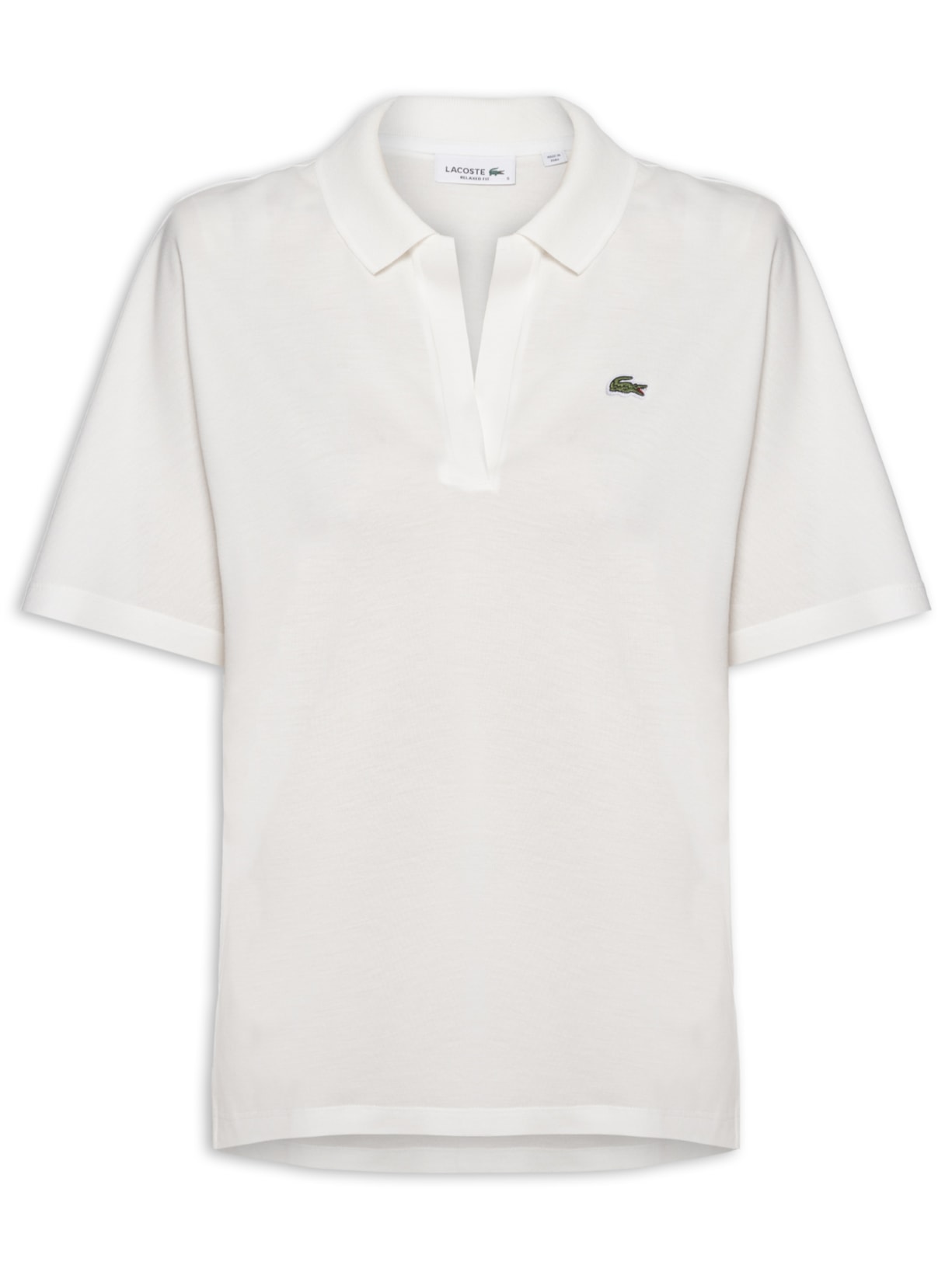 Polo Feminina Sem Botão Fluid Piquet Relaxed Fit - Branco