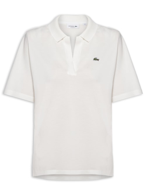 Polo Feminina Sem Botão Fluid Piquet Relaxed Fit - Branco