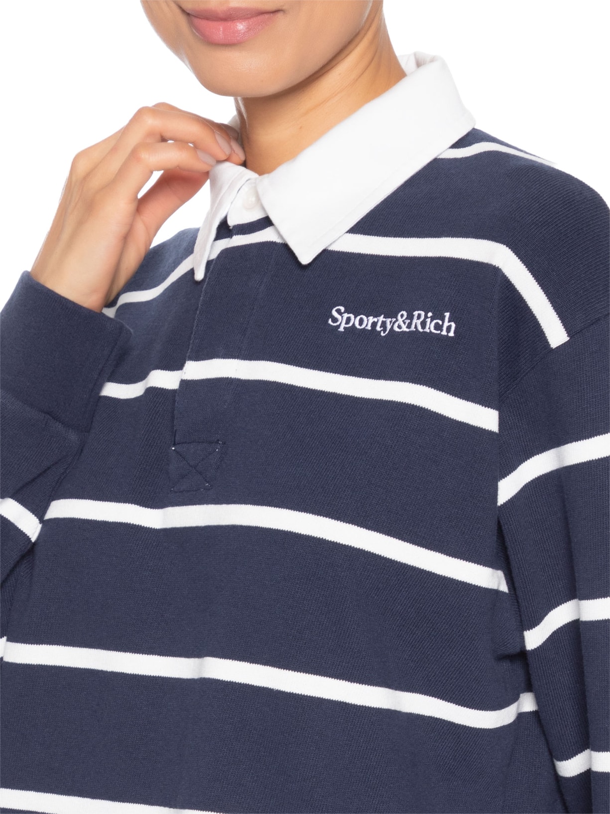 Polo Feminina Serif Logo Rugby Feminina Azul Sporty & Rich