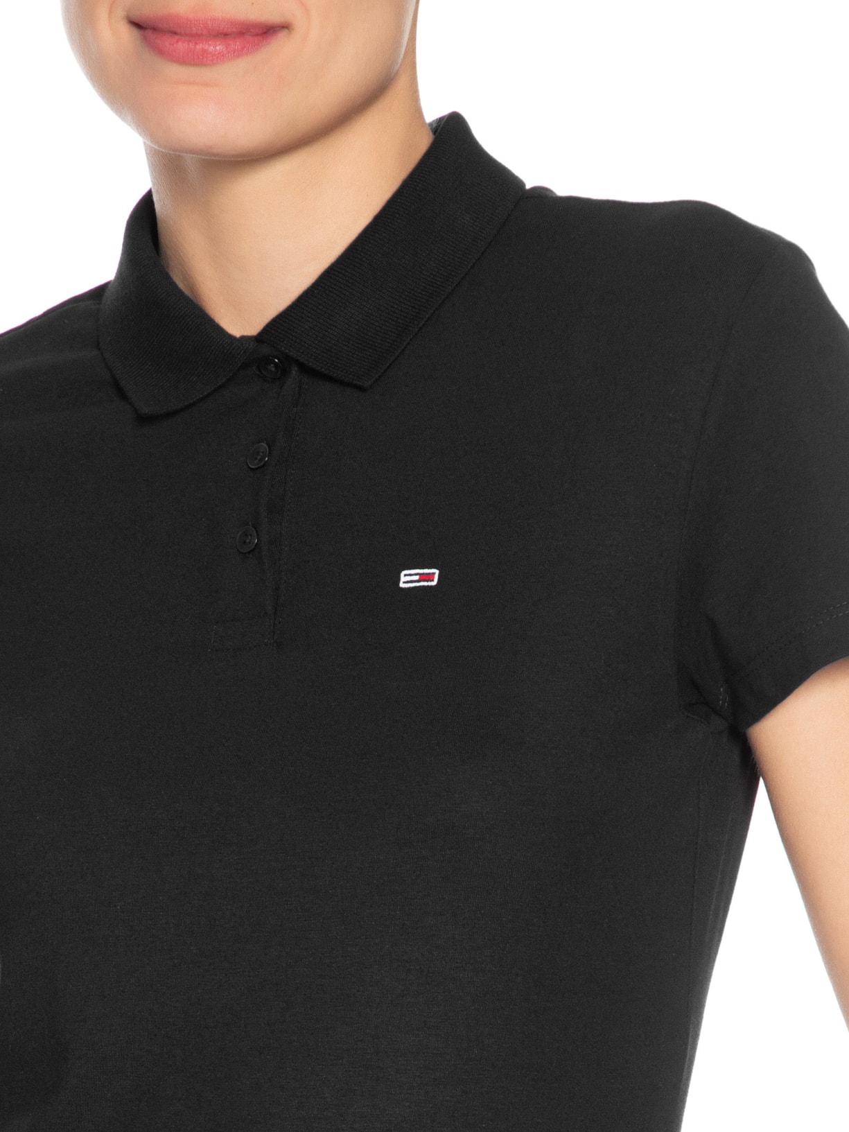 Polo Feminina Slim Essential Preto Tommy Jeans