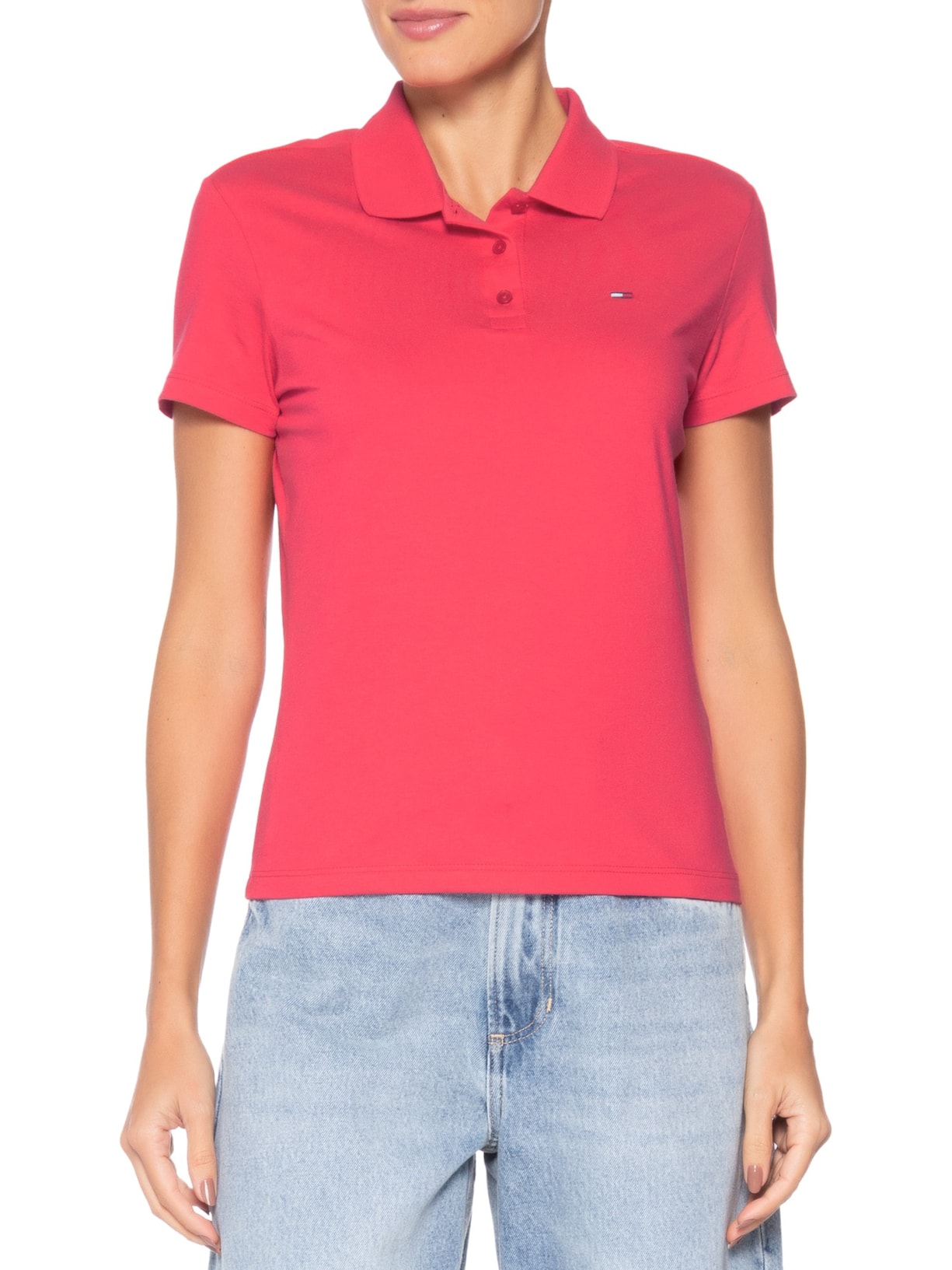 Polo Feminina Slim Essential Rosa Tommy Jeans