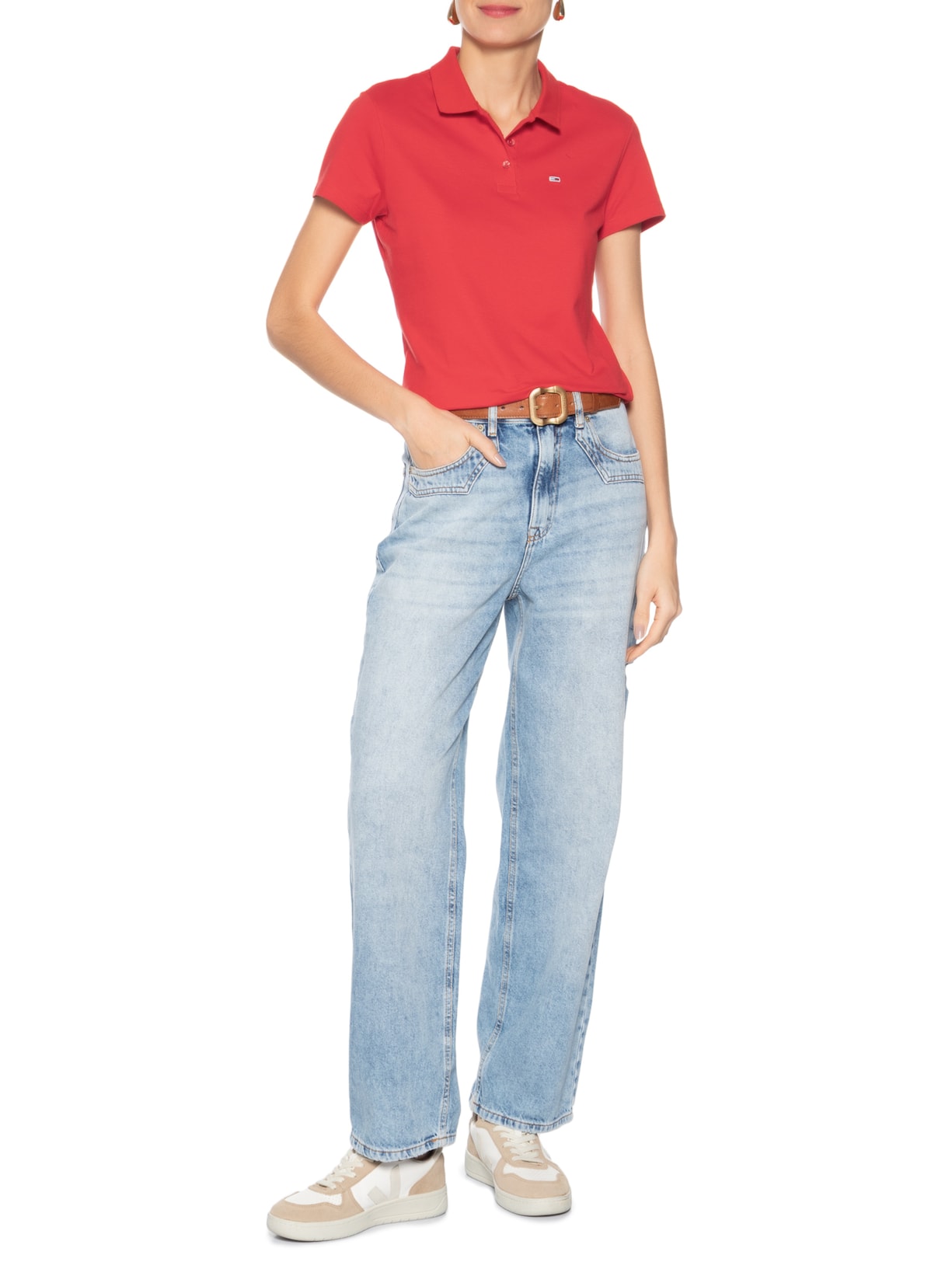 Polo Feminina Slim Essential Vermelho Tommy Jeans