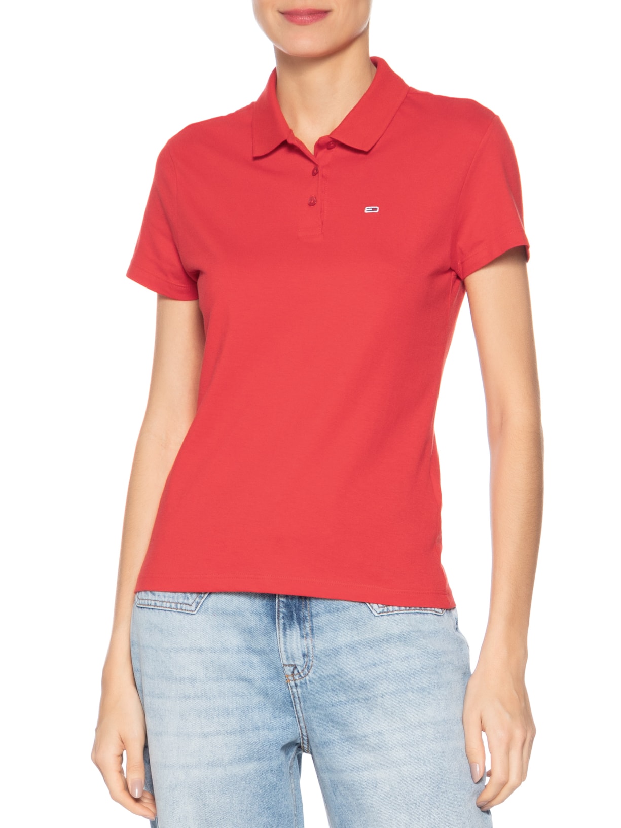 Polo Feminina Slim Essential Vermelho Tommy Jeans