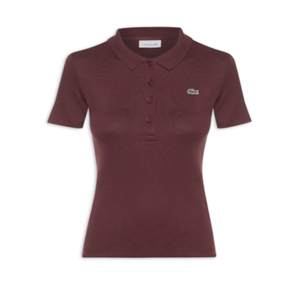 Polo Feminina Slim Fit Em Algodão Canelado - Marrom