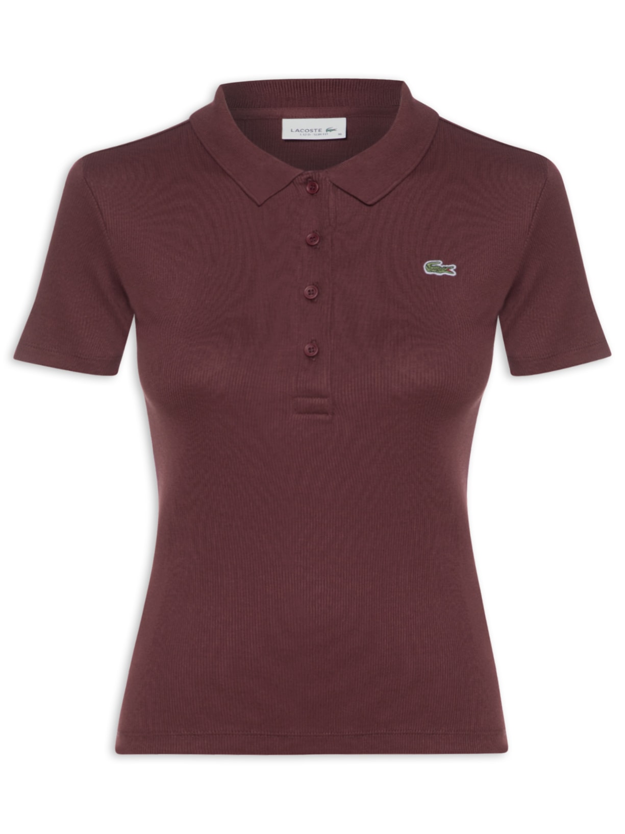 Polo Feminina Slim Fit Em Algodão Canelado - Marrom