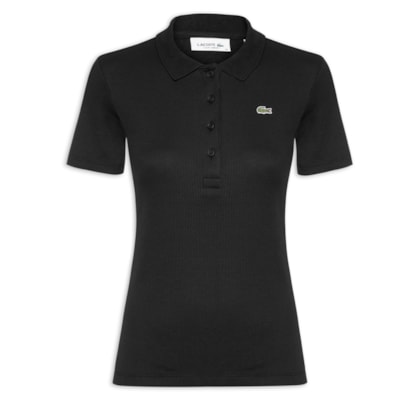 Polo Feminina Slim Fit Em Algodão - Preto
