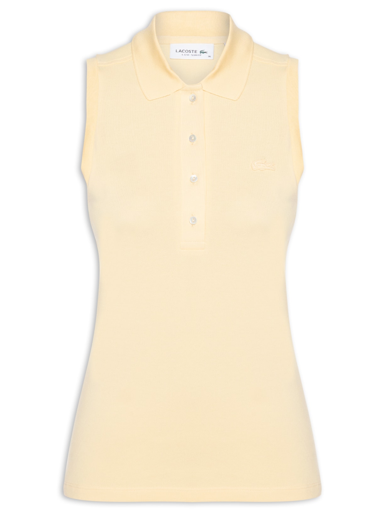 Polo Feminina Slim Fit Sem Manga Stretch Amarelo Lacoste