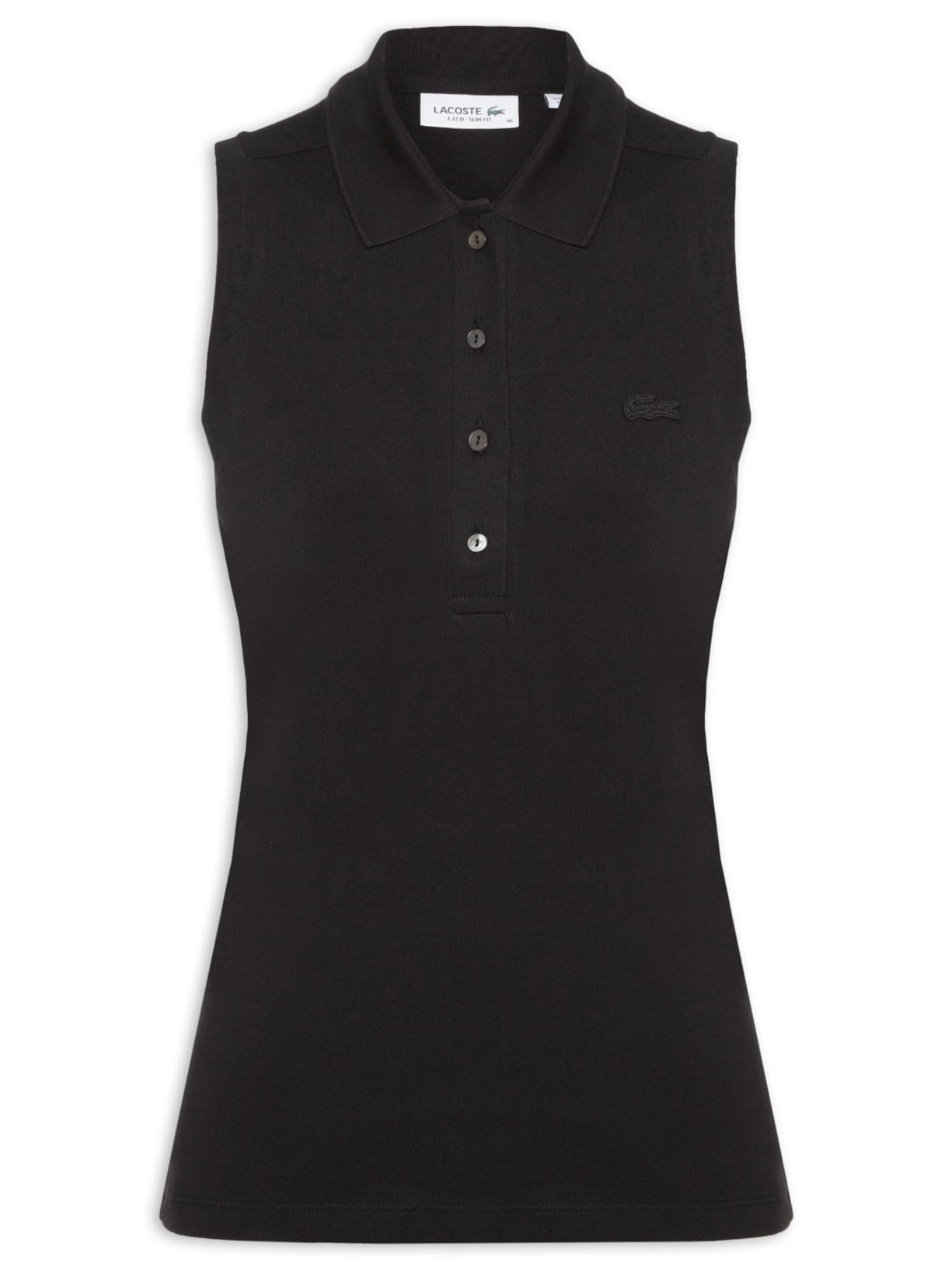 Polo Feminina Slim Fit Sem Mangas Preto Lacoste