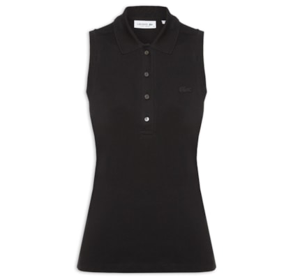 Polo Feminina Slim Fit Sem Mangas - Preto