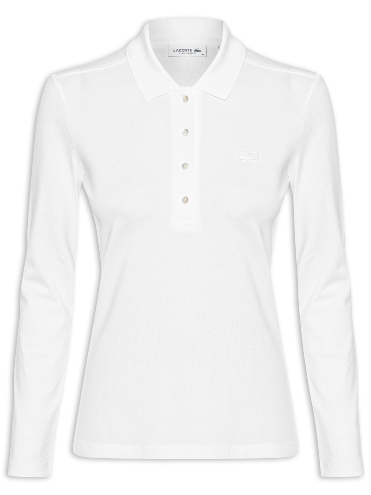 Polo Feminina Slim Fit Stretch Mini Piqué - Branco