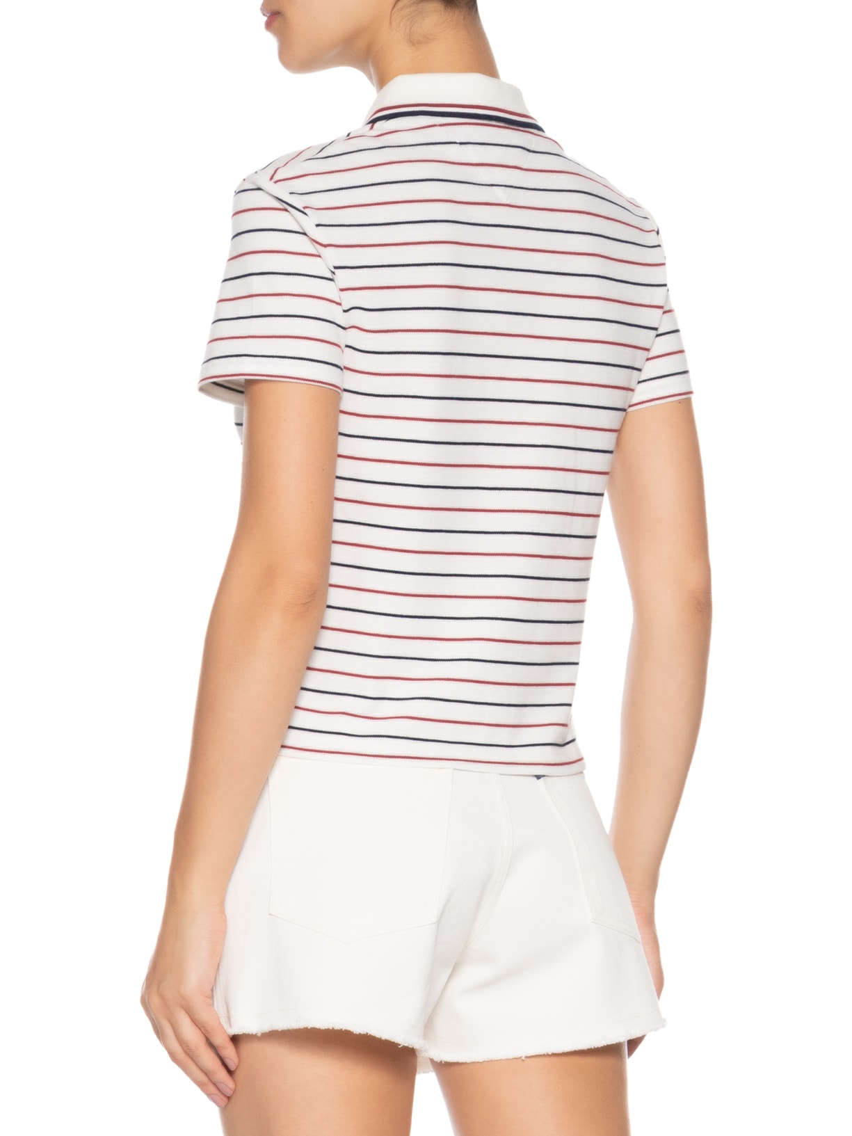 Polo Feminina Tipping Slim Button Down Branco Tommy Hilfiger