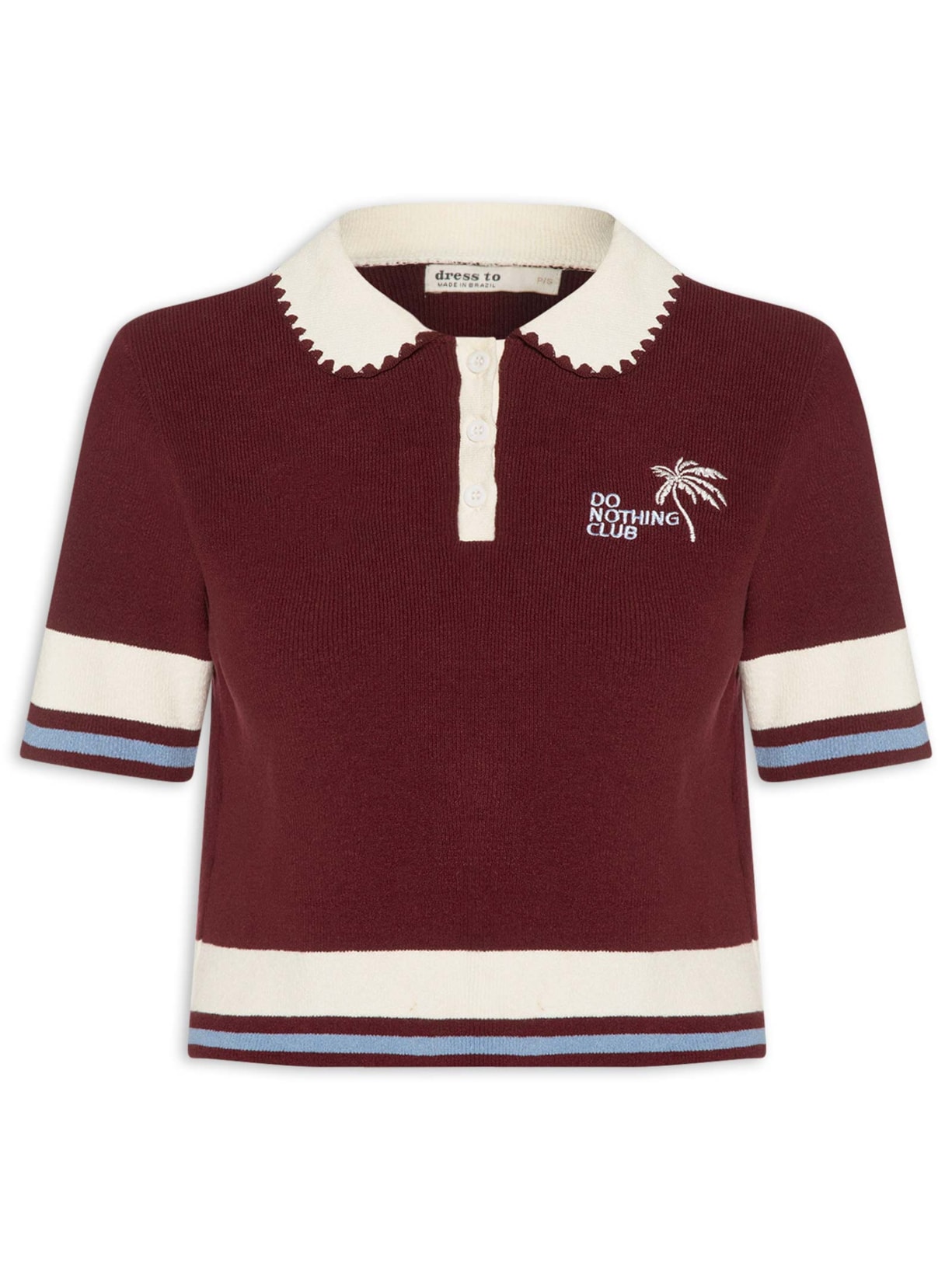 Polo Feminina Tricot Bordado - Vermelho