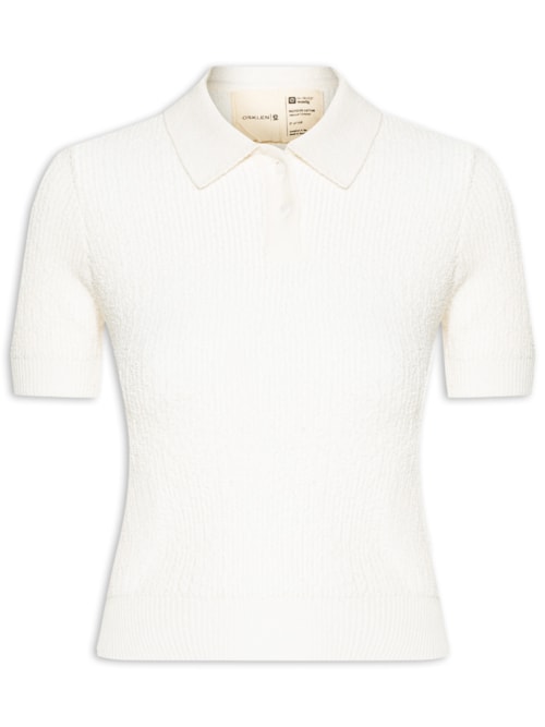 Polo Feminina Tricot Bouclet Fit - Branco
