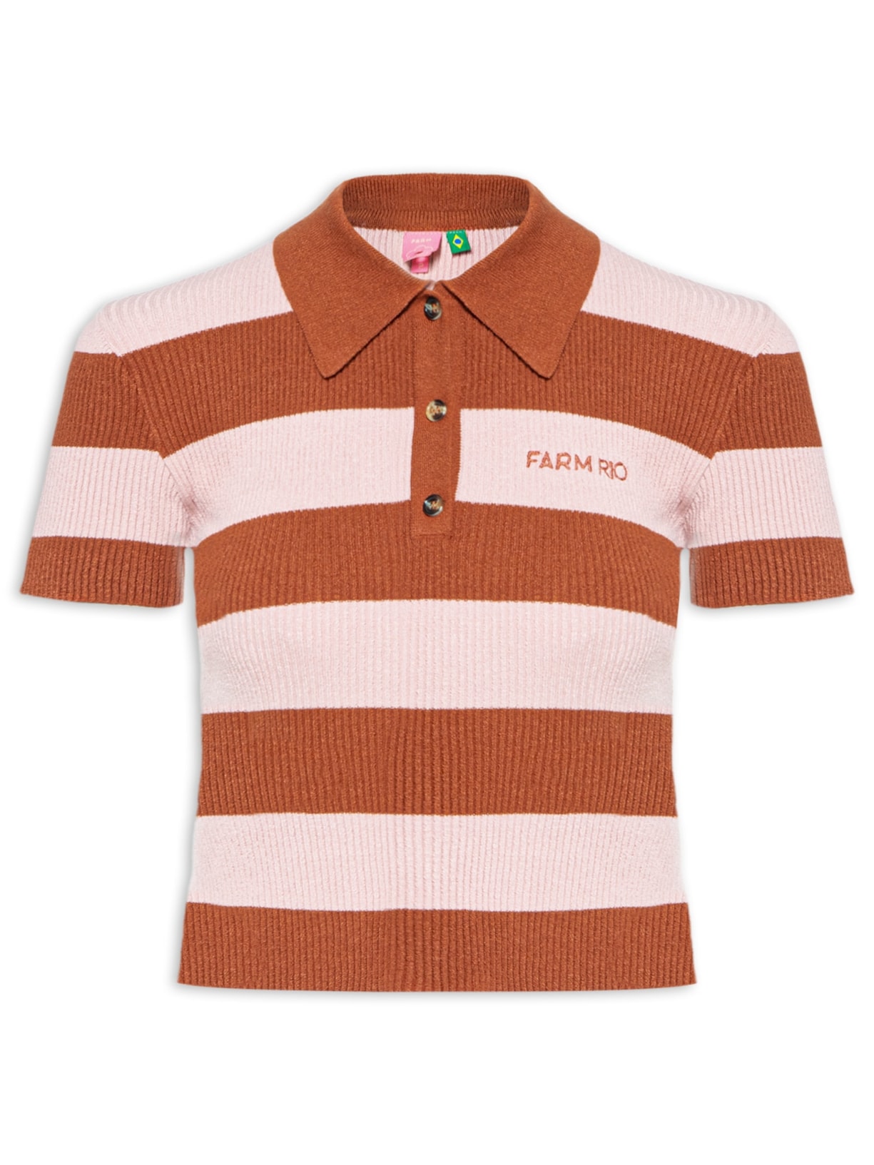 Polo Feminina Tricot Listrada - Rosa