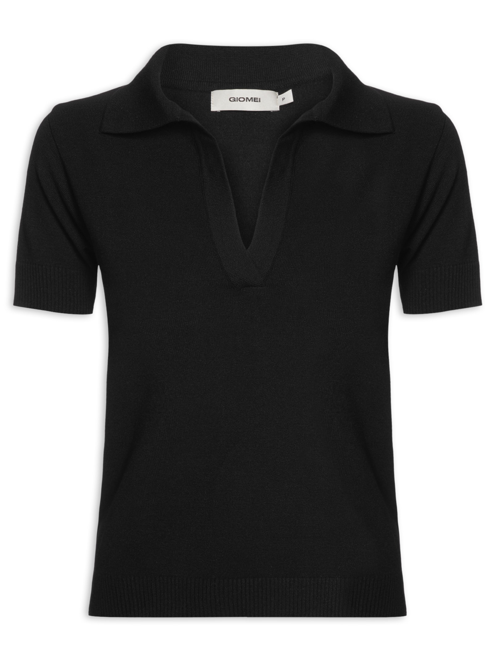 Giomei - Polo Feminina Tricot - Preto