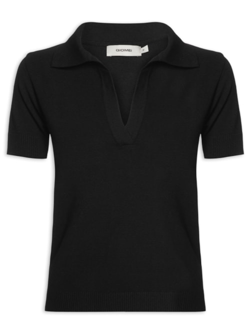 Polo Feminina Tricot - Preto