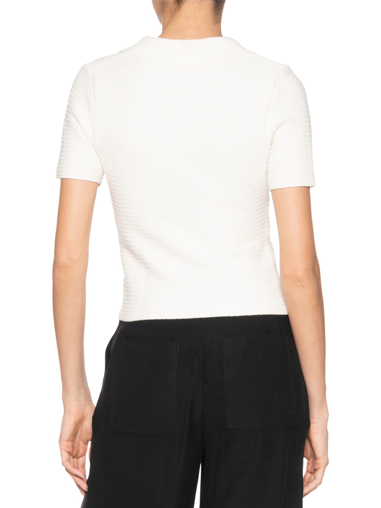 Polo Feminina Tricot Textura Off White Osklen