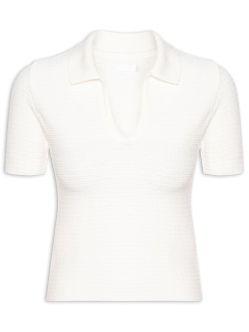 Polo Feminina Tricot Textura - Off White