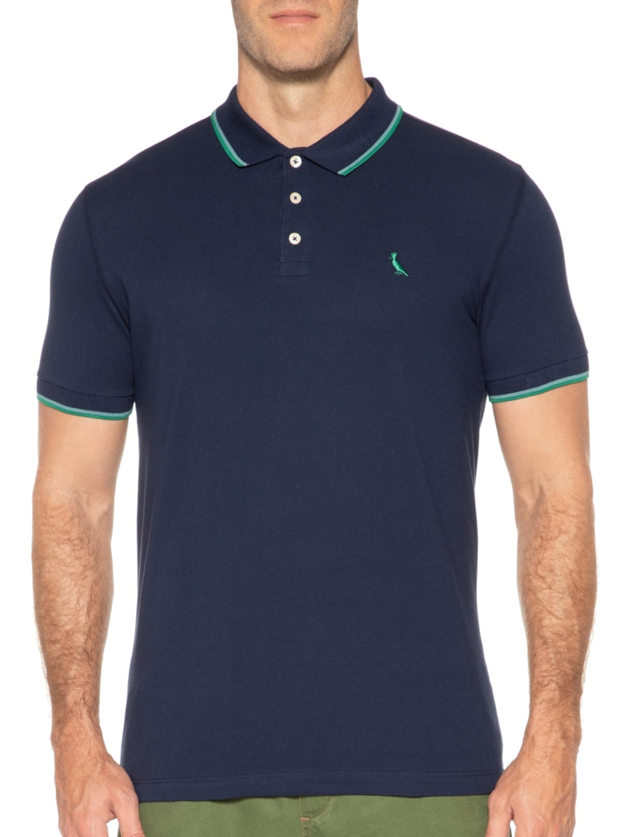Polo Friso Duplo Masculina Azul Reserva