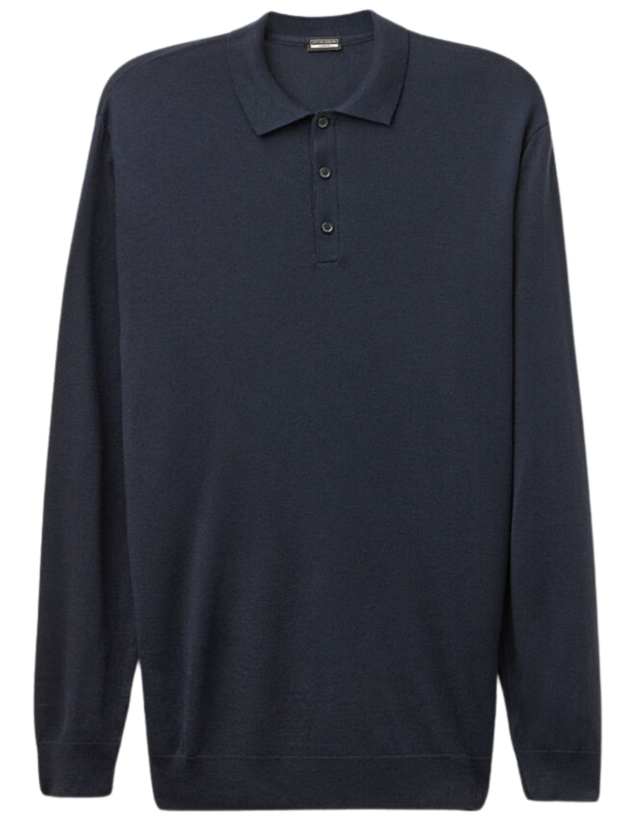 Polo Manga Comprida Em Viscose - Azul