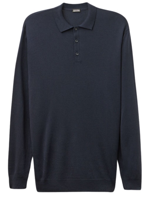 Polo Manga Comprida Em Viscose - Azul