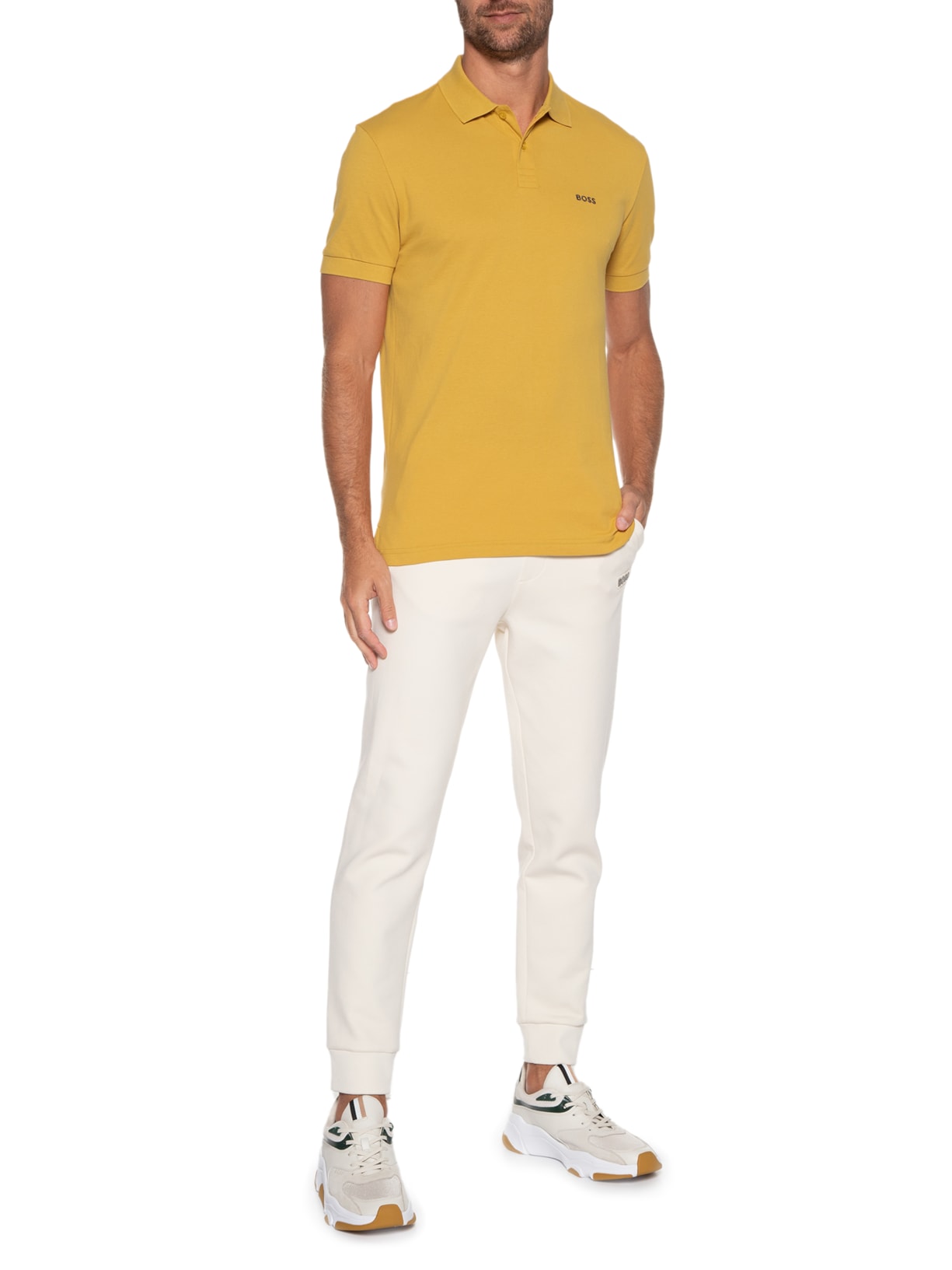 Polo Manga Curta Amarelo Boss