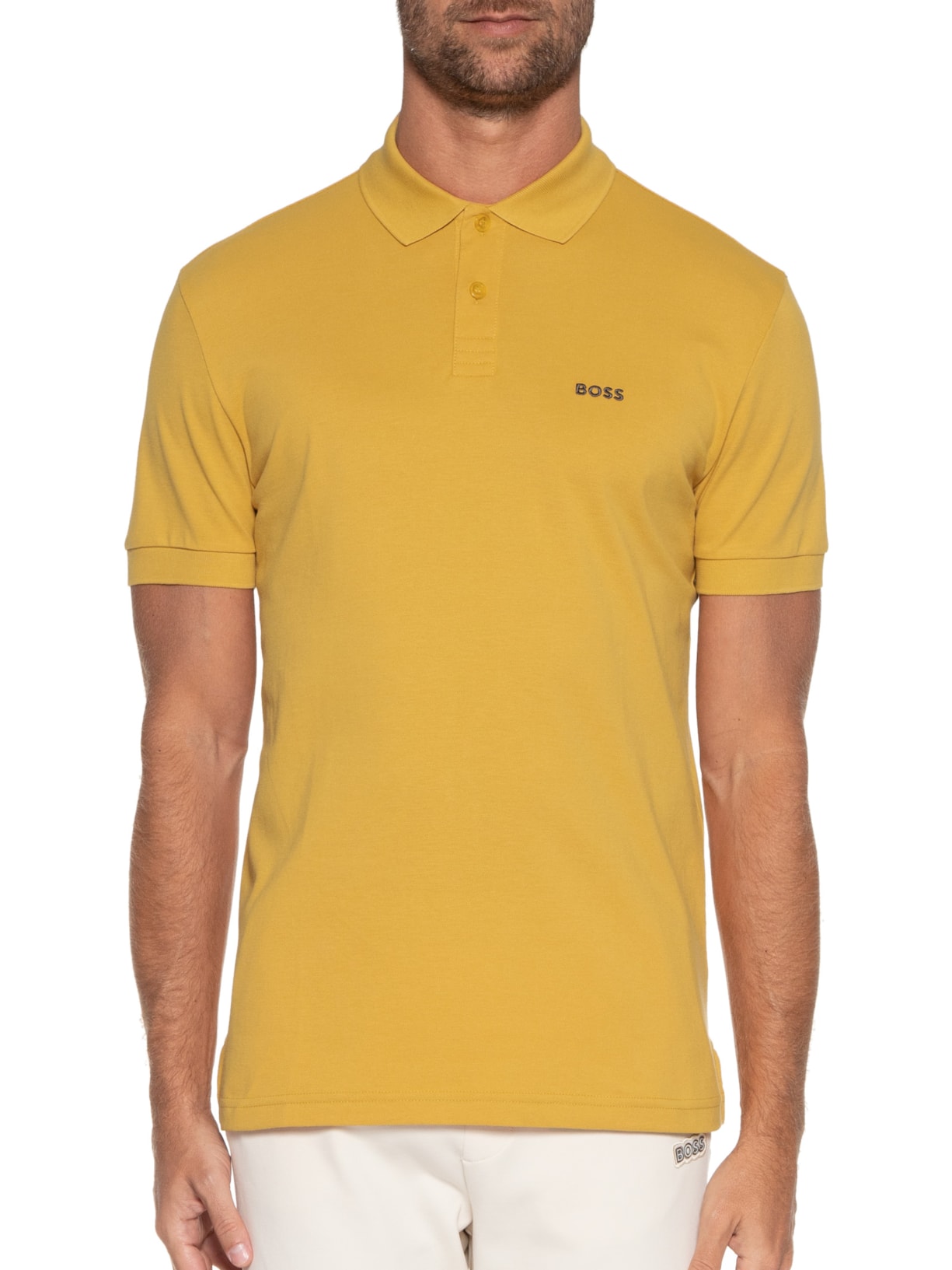 Polo Manga Curta Amarelo Boss
