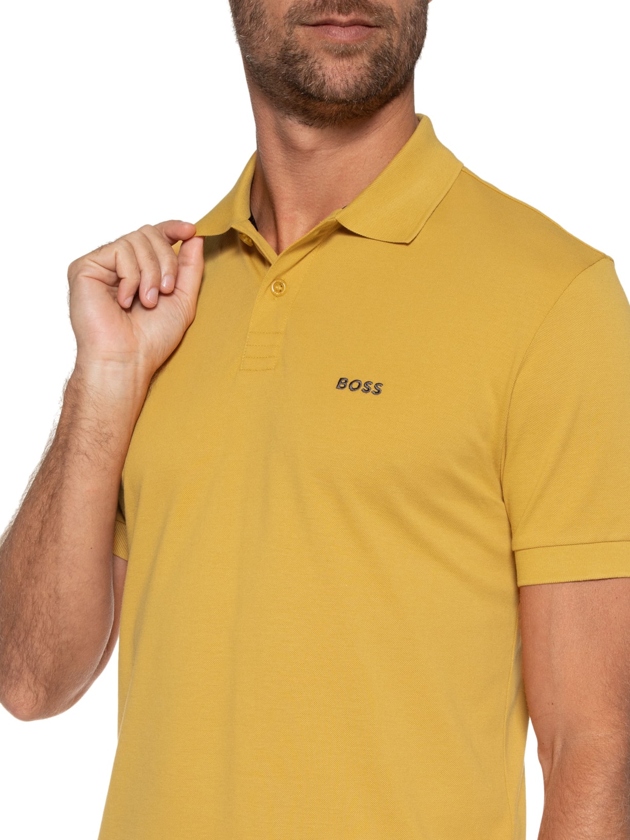Polo Manga Curta Amarelo Boss