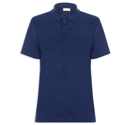 Polo Manga Curta Masculina Tricot - Azul