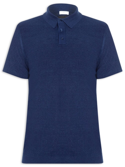 Polo Manga Curta Masculina Tricot - Azul