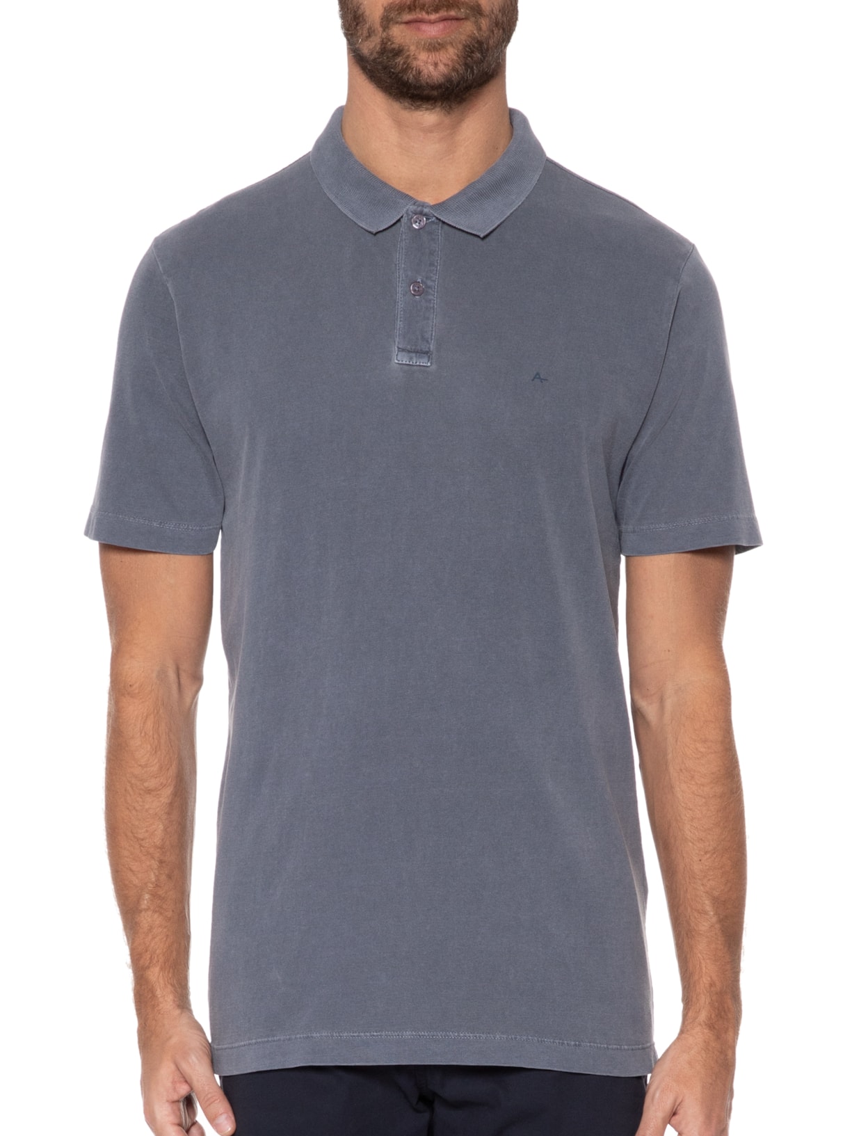 Polo Masculina 1/2 Malha Estonada Azul Aramis