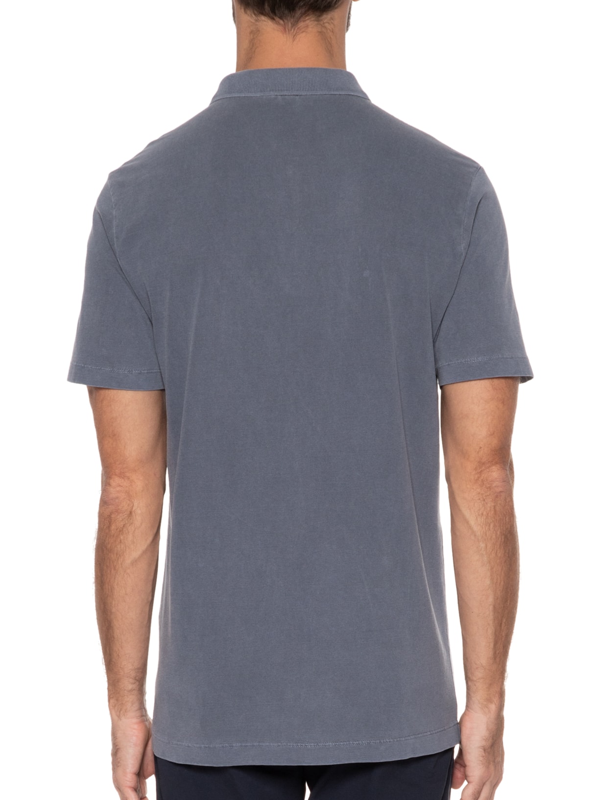 Polo Masculina 1/2 Malha Estonada Azul Aramis